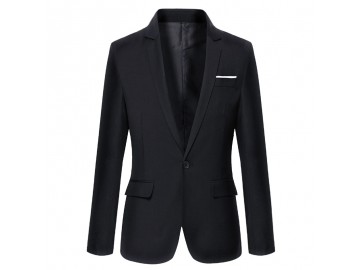 Blazer Masculino Sólido Elegante - Preto 