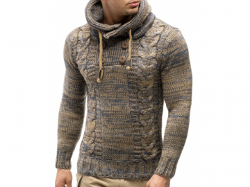  Pullover Masculino Half Button - Bege