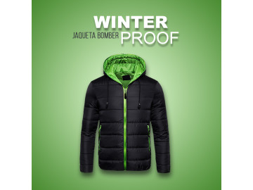 Jaqueta Bomber Winter Proof - Preta e Verde 