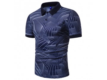 Camisa Polo Join Venture Estampada - Azul