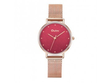 Relógio Lady Oulm HT3671- Rose e Vermelho 