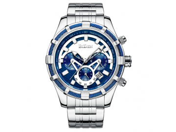 Relógio de Luxo de Pulseira de Aço Inoxidável BIDEN 0117 Impermeável - Azul 