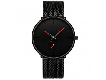 Relógio Yolako Masculino Pulseira em Malha de Aço Inoxidável - Preto/Vermelho 