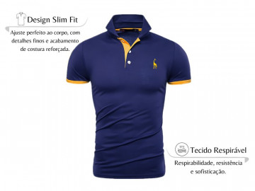 Kit 2 Camisas Polos Masculina Animals - Branco e Azul