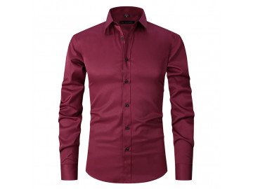 Camisa Masculina Social Confort Manga Longa - Vinho 