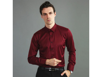 Camisa Masculina Social Confort Manga Longa - Vinho