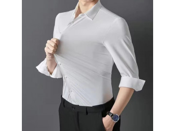 Camisa Masculina Social Confort Stretch Manga Longa - Branco 