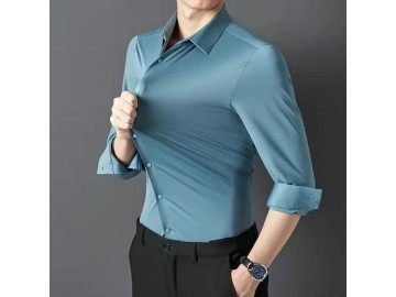 Camisa Masculina Social Confort Stretch Manga Longa - Verde Claro 