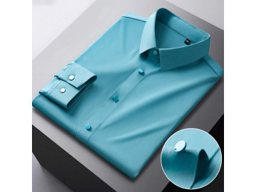 Camisa Masculina Social Confort Stretch Manga Longa - Verde Claro