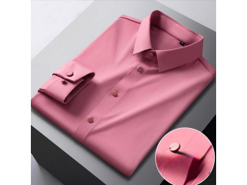 Camisa Masculina Social Confort Stretch Manga Longa - Rosa