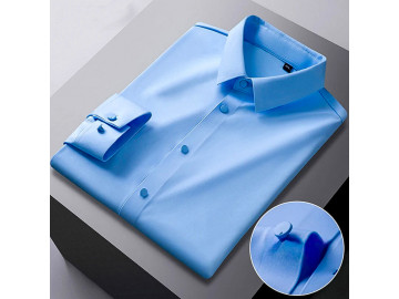 Camisa Masculina Social Confort Stretch Manga Longa - Azul Claro