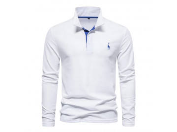 Kit 2 Camisas Polos Masculina Manga Longa Animals - Branco e Branco