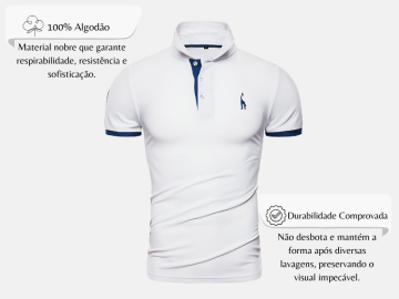 Kit 5 Camisas Polos Masculinas Animals - Branca, Branca, Azul, Azul e Preta
